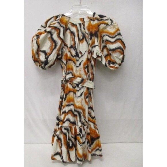 NWT Willa Story Orange Black Dress Sz XS Puff Sleeve Cotton Full Skirt Whimsical - Picture 8 of 9